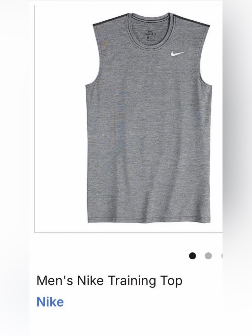 Nike Gray Sleeveless Training Tank Top